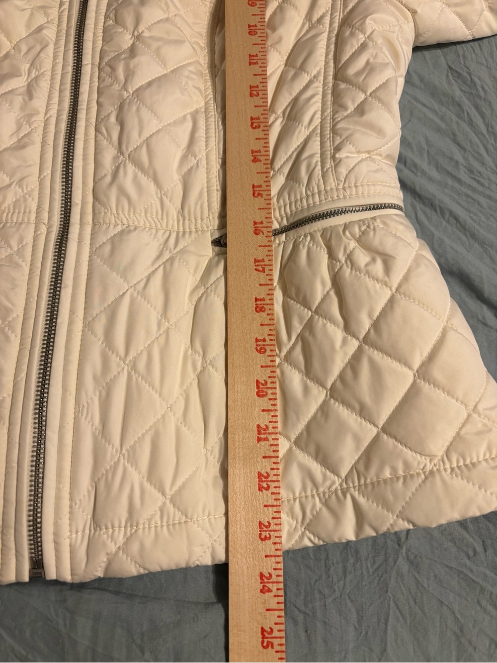 Talbots White Quilted Moto Jacket Lightweight Zip Front Women’s - Picture 6 of 9